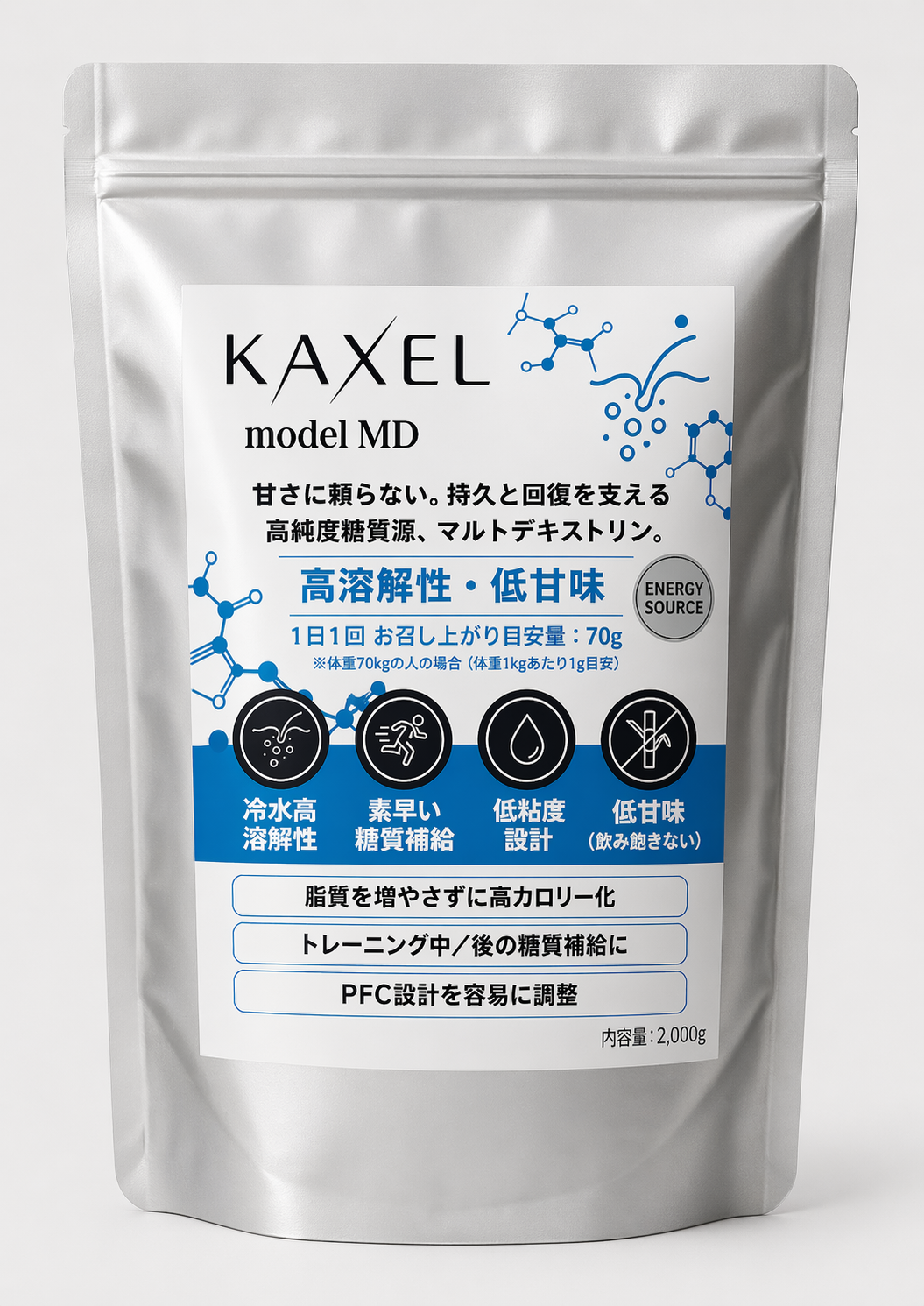 KAXEL model MD マルトデキストリン 2,000g 高純度糖質源 高溶解性・低甘味 エネルギー補給 トレーニング 持久力 回復サポート