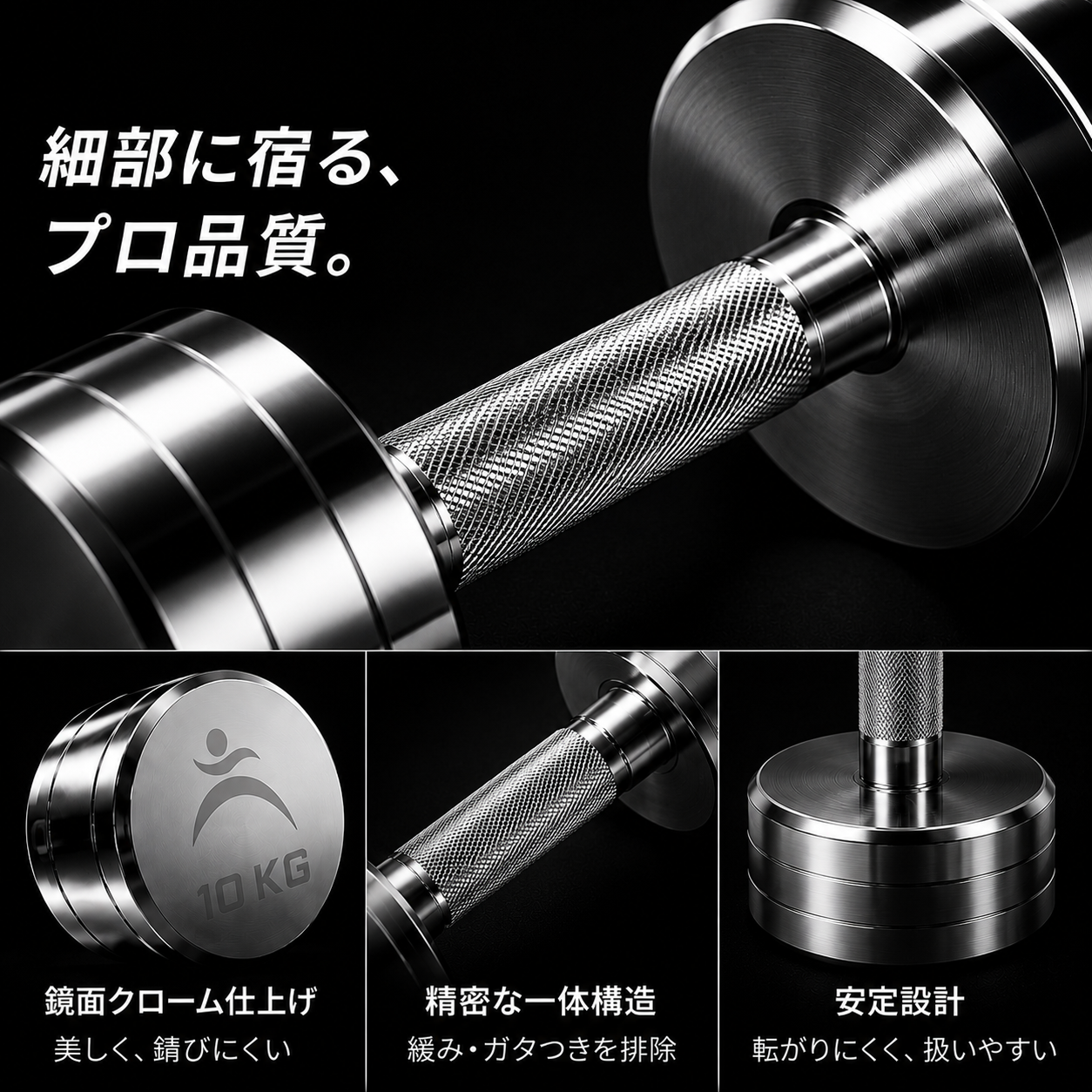 スチールダンベル　 – 1kg〜30kg / 2個セット