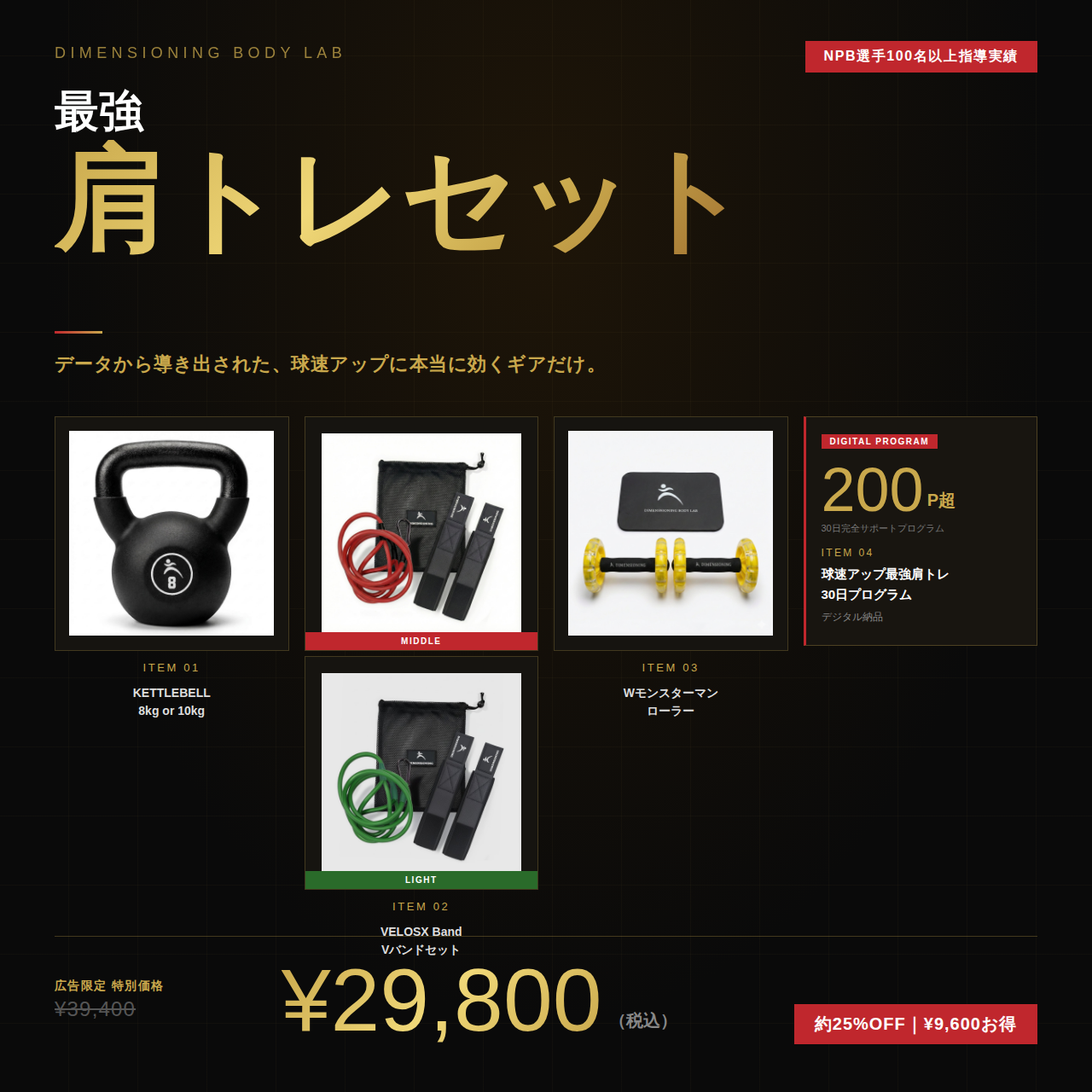 [広告限定]最強肩トレセット ＋ 球速アップ最強肩トレ30日プログラム